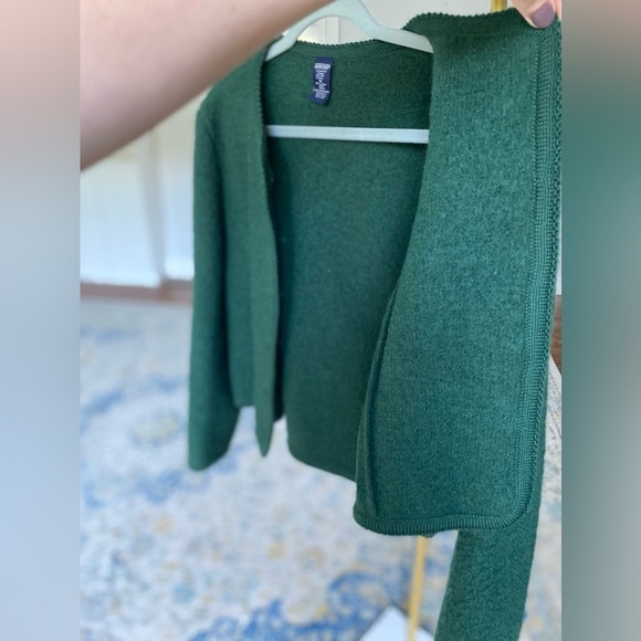 100% Wool Lands End Cardigan Blazer Scandi Structured Dark Academia Winter Fall - Picture 7 of 9